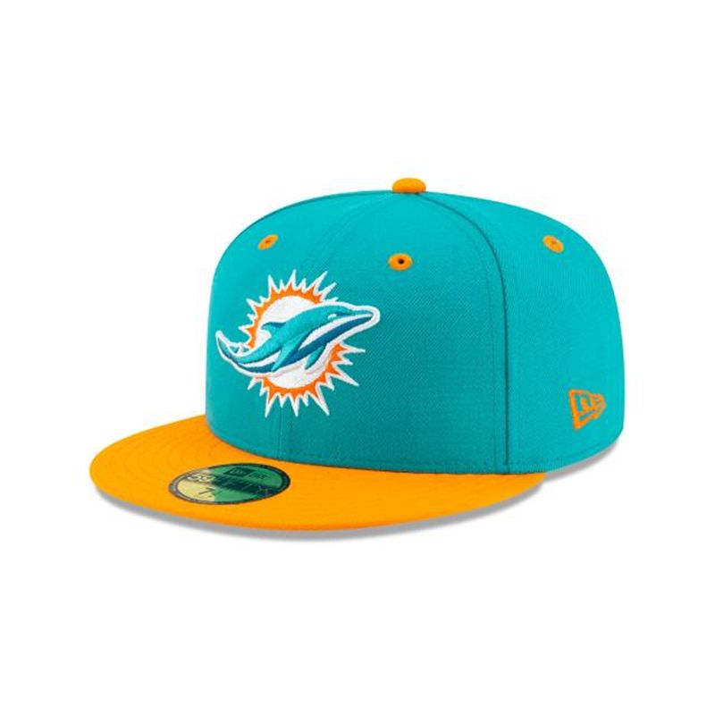 NFL Miami Dolphins 2tone 59Fifty Fitted (MNR0714) - Blue New Era Caps